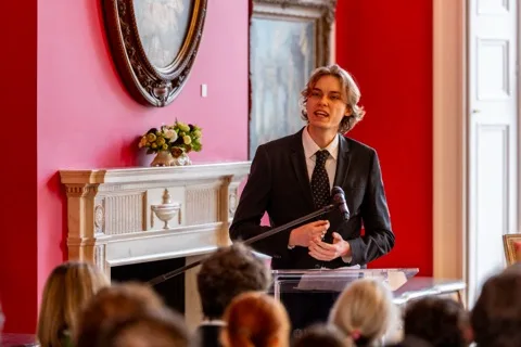 Josh de Buhr speaking at the German Embassy to open the 25th LSE German Symposium.